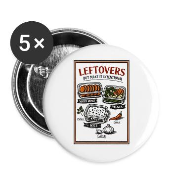 Reste mit Plan | Meal Prep Küche - Buttons groß 56 mm (5er Pack) - Weiß - Vorne