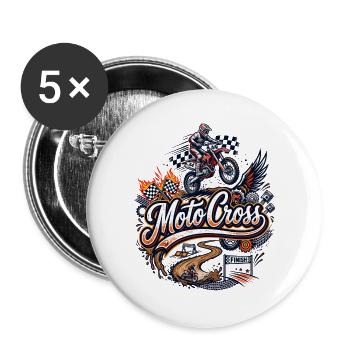 Motocross-Motorrad-Cross-Trial-Enduro-Freestyle - Buttons groß 56 mm (5er Pack) - Weiß - Vorne