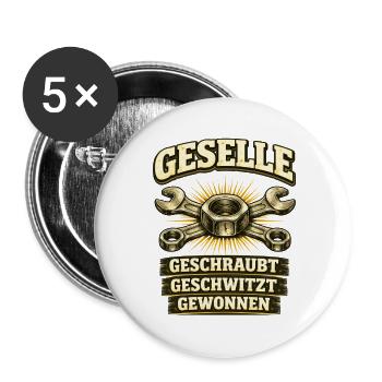 Geselle Gesellenprüfung bestanden Ausbildung - Buttons groß 56 mm (5er Pack) - Weiß - Vorne