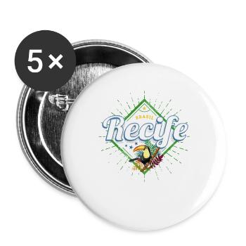 Recife Pernambuco Brasilien Retro Tukan Souvenir - Buttons groß 56 mm (5er Pack) - Weiß - Vorne