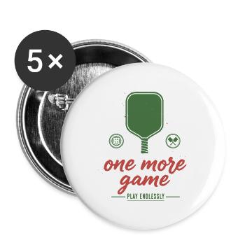 Pickleball Lustiger Spieler Noch ein Spielzug - Buttons groß 56 mm (5er Pack) - Weiß - Vorne