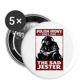 Polnische Ironie: Stańczyk, der traurige Narr - Buttons groß 56 mm (5er Pack) - Weiß - Vorne