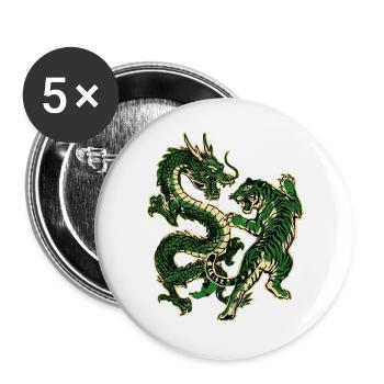 Chinese Dragon Tiger - Buttons large 2.2''/56 mm (5-pack) - white - Front