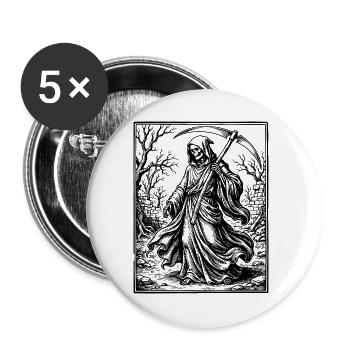 Grim Reaper Gotische Illustration - Buttons groß 56 mm (5er Pack) - Weiß - Vorne