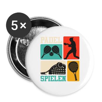Padel Sport PLAY PADEL Lustiges - Buttons groß 56 mm (5er Pack) - Weiß - Vorne