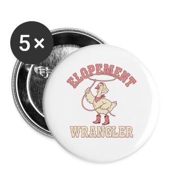 Elopement Gans Western Design - Buttons groß 56 mm (5er Pack) - Weiß - Vorne