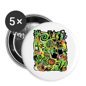 Permaculture Gardener - Buttons large 2.2''/56 mm (5-pack) - white - Front
