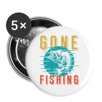 Gone Fishing Éclaboussure rétro - Lot de 5 grands badges (56 mm) - blanc - Devant