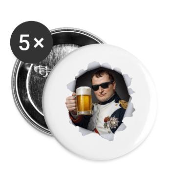 Napoleon holds a beer - Buttons large 2.2''/56 mm (5-pack) - white - Front