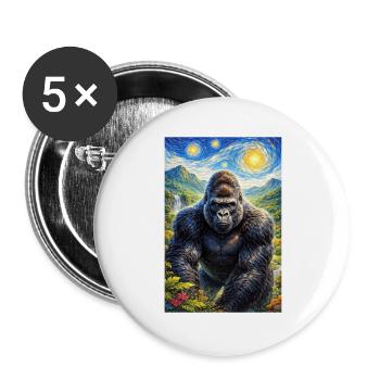 Gorilla im Sternennacht-Dschungel - Buttons groß 56 mm (5er Pack) - Weiß - Vorne
