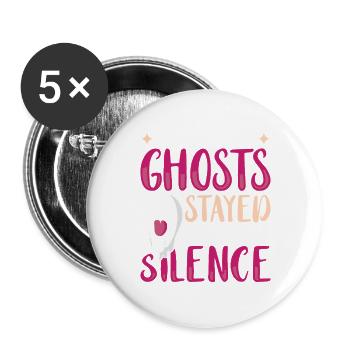 Geisterjäger Halloween Englisch Spruch - Buttons groß 56 mm (5er Pack) - Weiß - Vorne