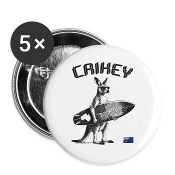 Crickey Kangaroo Australie Surf - Lot de 5 grands badges (56 mm) - blanc - Devant