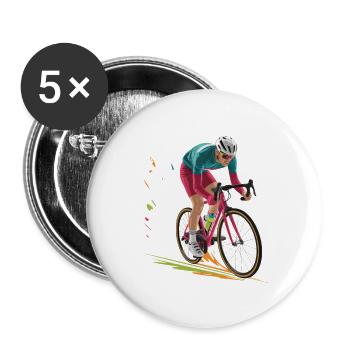 Farbiges Rennrad Design für Jungen - Buttons groß 56 mm (5er Pack) - Weiß - Vorne