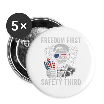 La liberté d’abord, la sécurité troisièmement, Lin - Lot de 5 grands badges (56 mm) - blanc - Devant