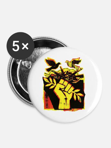 Frieden Peace Pazifisten - Buttons groß 56 mm (5er Pack) - Weiß