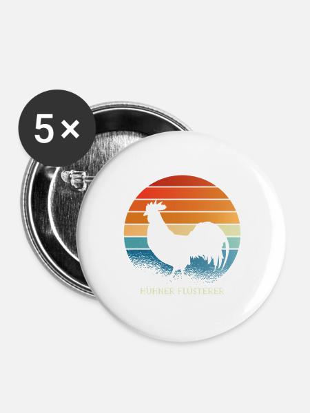 Hühnerflüsterer - Buttons groß 56 mm (5er Pack) - Weiß