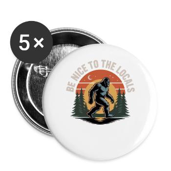 Bigfoot Sasquatch Yeti Cryptid Creatures Big Foot - Buttons large 2.2''/56 mm (5-pack) - white - Front