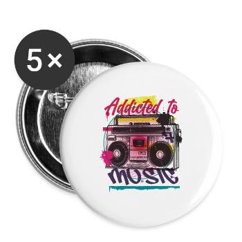 Graffiti Musik - Buttons groß 56 mm (5er Pack) - Weiß - Vorne