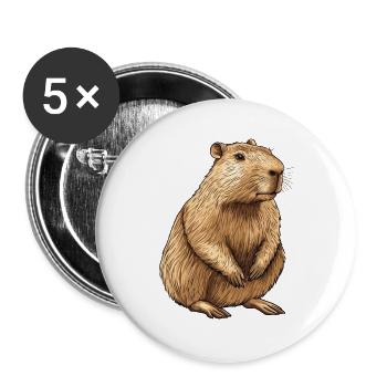 Capybara Portrait - Buttons groß 56 mm (5er Pack) - Weiß - Vorne