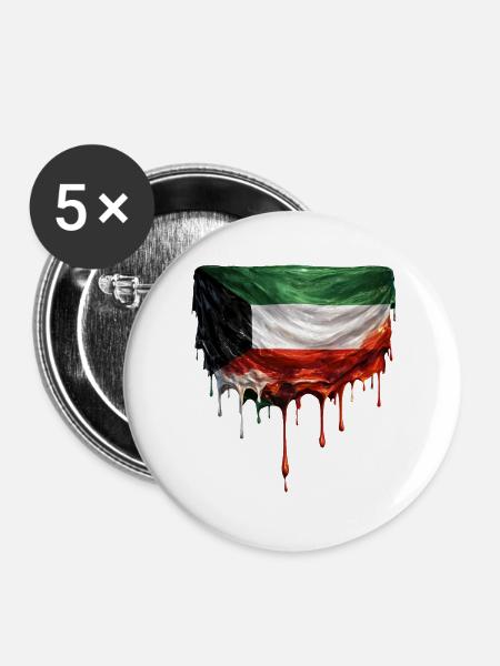 Kuwait Flagge Tropft Kunst - Buttons groß 56 mm (5er Pack) - Weiß