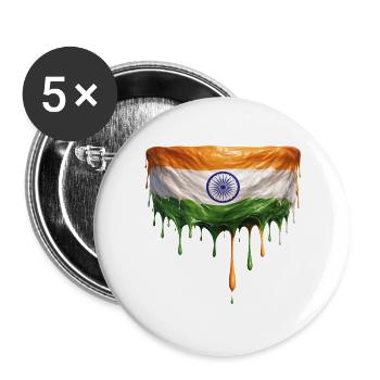 Indischer Flaggen Kunst - Buttons groß 56 mm (5er Pack) - Weiß - Vorne