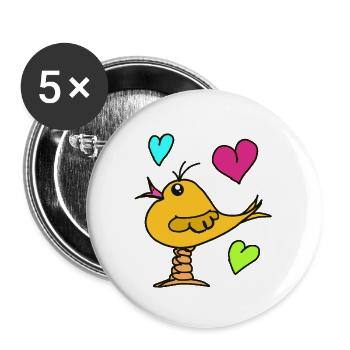 Bird Heart Comic Birds Funny - Buttons large 2.2''/56 mm (5-pack) - white - Front