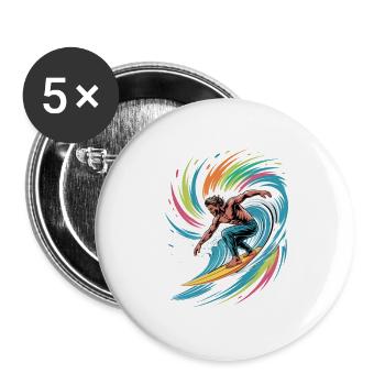 Colorful Surfer Watercolors Splashes Graffiti - Buttons large 2.2''/56 mm (5-pack) - white - Front