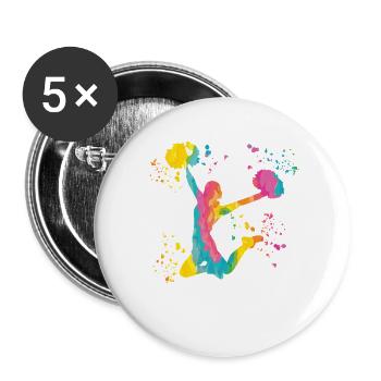 Cheerleader Cheer Mom Cheerleading - Buttons large 2.2''/56 mm (5-pack) - white - Front