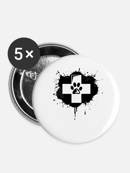 Tierarzt Erste Hilfe - Buttons groß 56 mm (5er Pack) - Weiß