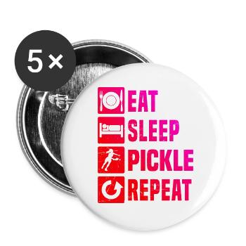 Idée de cadeau pour joueur de pickleball pour la fête des mères - Lot de 5 grands badges (56 mm) - blanc - Devant