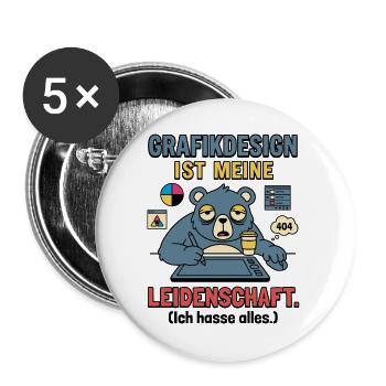 Grafikdesign Leidenschaft lustig Designer - Buttons groß 56 mm (5er Pack) - Weiß - Vorne