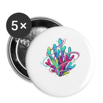 Tourbillon de corail néon - Lot de 5 grands badges (56 mm) - blanc - Devant