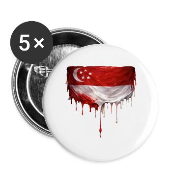 Singapur Flaggen Tropfkunst - Buttons groß 56 mm (5er Pack) - Weiß - Vorne