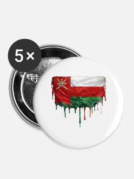Oman Flag bunte Farbe - Buttons groß 56 mm (5er Pack) - Weiß