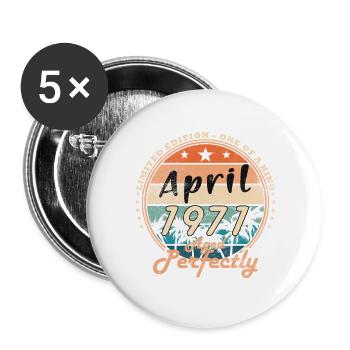 Avril 1971 - Lot de 5 grands badges (56 mm) - blanc - Devant