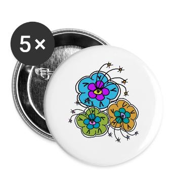 Bouquet de Gribouillis Colorés Rétro - Lot de 5 grands badges (56 mm) - blanc - Devant