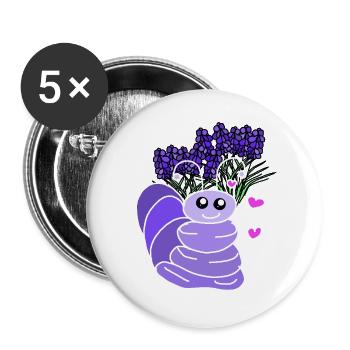 Lavender Friend le ver drôle pour les enfants - Lot de 5 grands badges (56 mm) - blanc - Devant