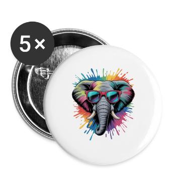 Colorful Elephant Watercolor Splash - Buttons large 2.2''/56 mm (5-pack) - white - Front