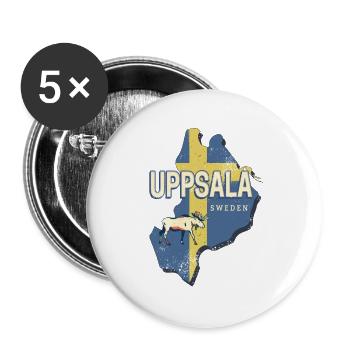Uppsala Sweden Province Map Souvenir - Buttons large 2.2''/56 mm (5-pack) - white - Front