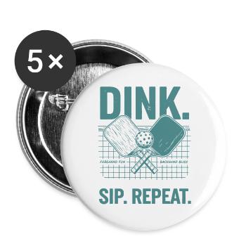 Joueur drôle de pickleball Pickle Ball Dink Sip - Lot de 5 grands badges (56 mm) - blanc - Devant