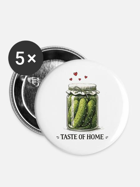 Taste Of Home Pickle Jar - Buttons groß 56 mm (5er Pack) - Weiß