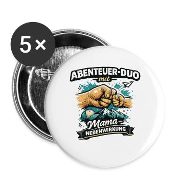 Abenteuer-Duo für Papa und Kind in der Natur - Buttons groß 56 mm (5er Pack) - Weiß - Vorne