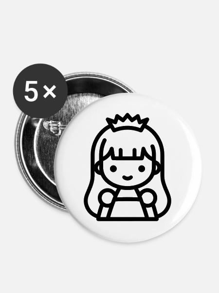 Prinzessin - Buttons groß 56 mm (5er Pack) - Weiß