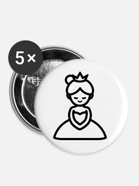 Prinzessin - Buttons groß 56 mm (5er Pack) - Weiß