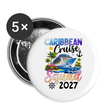 Caribbean Cruise Squad 2027 - Buttons groß 56 mm (5er Pack) - Weiß - Vorne