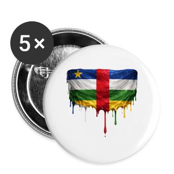 Central African Republic Flagge Tropfenpalette - Buttons groß 56 mm (5er Pack) - Weiß - Vorne