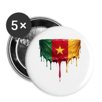 Art de drapeau de largage du Cameroun - Lot de 5 grands badges (56 mm) - blanc - Devant