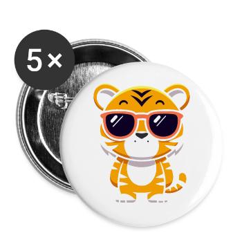 Tigre cartoon lunettes soleil - Lot de 5 grands badges (56 mm) - blanc - Devant