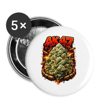 Impression artistique AK47weed Strain - Lot de 5 grands badges (56 mm) - blanc - Devant