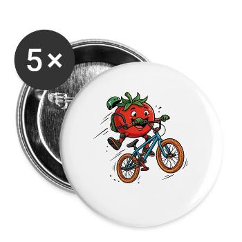 Drôle de Tomato sur le truc du BMX Bike - Lot de 5 grands badges (56 mm) - blanc - Devant